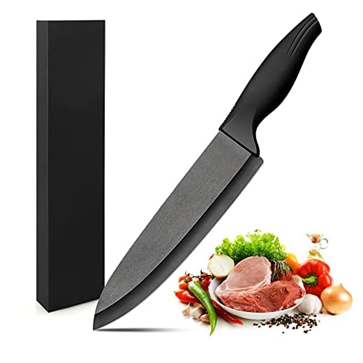 Ballery Cuchillos de Cerámica, Cuchillos de Cocina de Cerámica Negro Cuchillo de Chef Cuchillo Santoku de 7 '' Cuchillo de Cocinero Profesional para Cortar Verdura, Fruta, Carne y Pescado