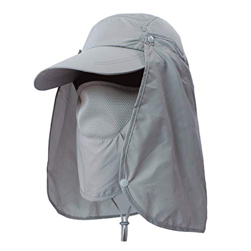 oshhni 360 ° UV Proteger Orelha Aba Pescoço Capa Chapéu de terre para Pesca Caça Caminhadas, cinzent