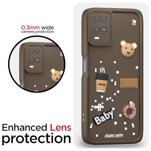 Image of Bintage Ball Bear| Donut| Milk Cake| Baby| Coffee Rubber Case Full Body & Camera Protection Back Cover Compatible for Oppo A54 4G - Brown