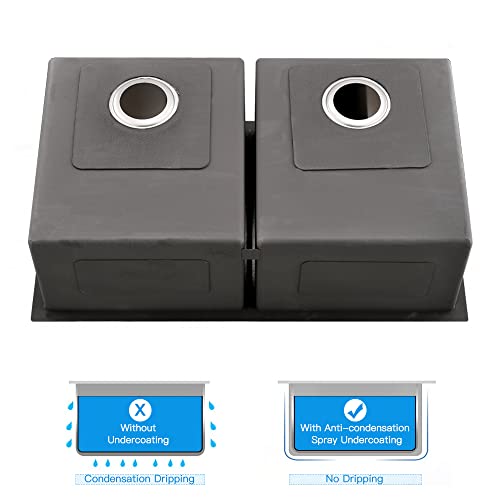 Wxohf-33 Inch Undermount Double Bowl Kitchen Sinks 33-Inch 50/50 Equal 16 Gauge Stainless Steel Kitchen Sink Undermount Kitchen Sink #TOP4