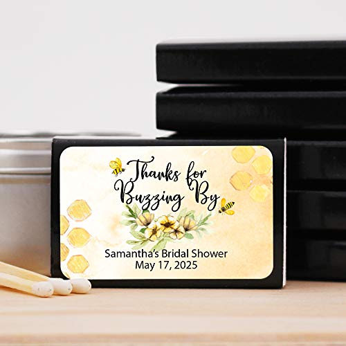 Bride to Bee Personalized Matches for Wedding Favors - Meant to Bee Custom Wedding Matches (Set of 50 Matchboxes) (Black Box) - Thumbnail 2