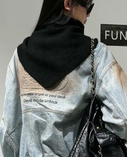 Hycurey Women's Wool Triangle Scarf y2k Thick Knit Pashmina Shawl Wrap Solid Color Fall Winter Classic Causal Bandana Collar2