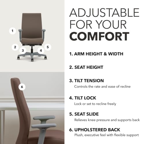 Image of HON Ignition 2.0 Ergonomic Office Chair, Lumbar Support, Desk Chair, Bark