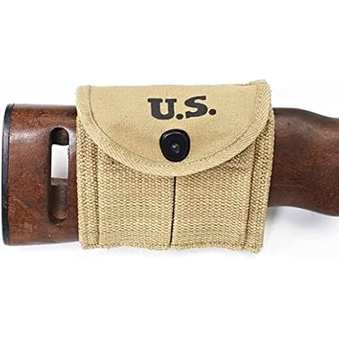 CALYX US WWII M1 Carbine Web Sling, M1 Carbine Pouch, Military Classic WWII Reproduction Canvas 1" Rifle Sling OD Green Khaki (Carbine Pouch Khaki) Cover