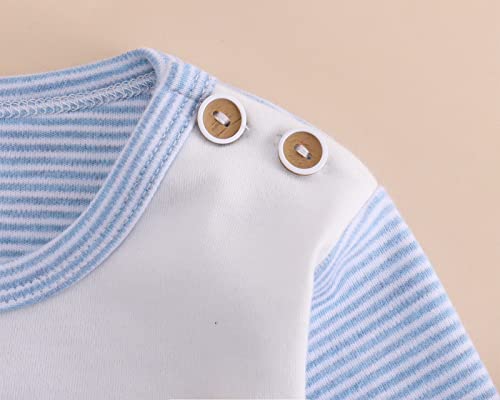 Kids Baby Girl Boy T-Shirt Long Sleeve Stripe Shirts Tops Toddler Fashion Basic Tee Blouses Outfits (Blue-2Pcs, 3-4T) #TOP1