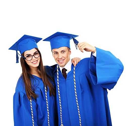 Image of Trounistro 8 Pieces Graduation Cords Yarn Honor Cords with Tassel for College Graduation Students (Gold Blue with White)