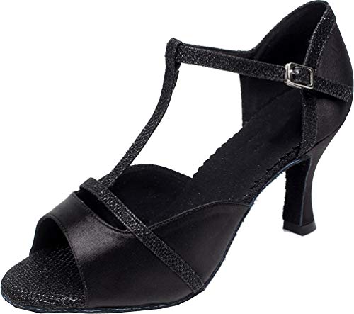 Chaussures de danse latine salsa pour robe de mariage et bal à bout ouvert noir pointure 37.5