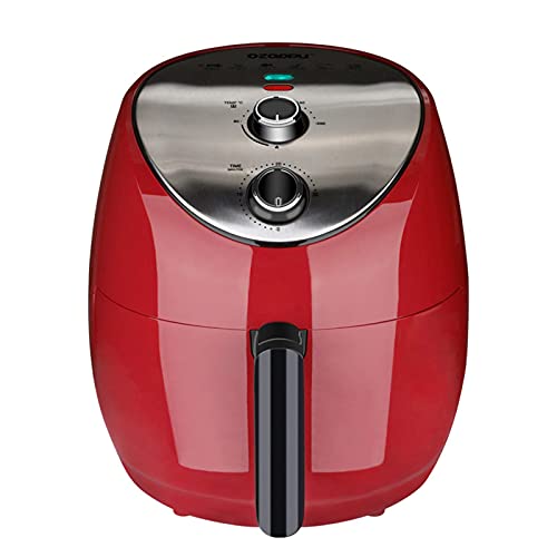 AJIEYMXD Air Fryer, Hot Air Fryer, with Nano ceramic coating, 360° high speed air circulation heating Timer and Adjustable Temperature 5.2L Capacity, 1500W,Red hopeful