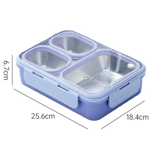 Image of Stainless Steel Lunch Box | 3-Compartment Leakproof & BPA-Free Bento Box | Insulated with Detachable Inner Containers & 4-Sided Lock | Ideal for Office, School, College & Travel | Lavender