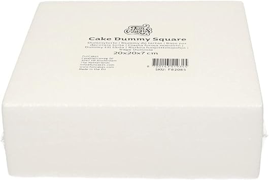 FunCakes Cake Dummy Square Cake Decorating, Reusable Dummy, Make The Perfect Square Dummy, 20x20x7 cm