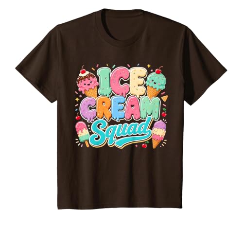 Ice Cream Squad Cute National Ice Cream Day Summer T-Shirt, Youth, Brown, Small