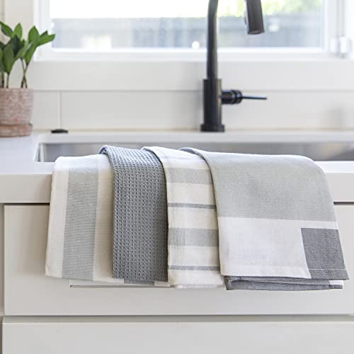 Jot & Mark Dish Towels 100 Percent Cotton | Set Of 4 For Drying And Kitchen Use (Ansel Grey) #TOP2