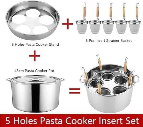 CCKUYT Pasta Pots Pasta Pot Stainless Steel Pasta Cooker, Pasta Cooker Set With Insert Strainer Basket, Home Kitchen Stock Pot Restaurant Steamer Pot, Pasta Cooking Cookware - Image 3
