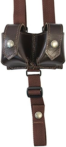 Barsony New Vertical Brown Leather Shoulder Holster w/Speed-Loader Pouch for 6" Revolvers