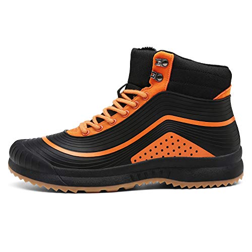 Ulogu Men's Snow Boots Waterproof Fur Lined Booties Non-Slip Lightweight Winter Shoes, Orange/Black, 13 M Us #TOP1