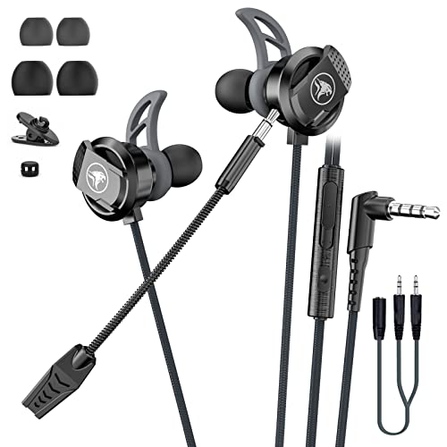 BraveKoi In-Ear Gaming Headset,Wired Earbuds with Noise Cancellation,Dual Microphone Bass Stereo Gaming Earphone Suitable for PS4 Xbox one/S, Nintendo Switch, Laptop