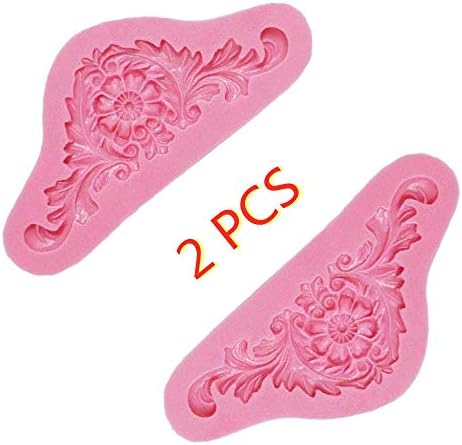 2 PCS Cake Silicone Mould Baroque Sculpted Cake Mould Flower Lace Retro Relief Silicone Fondant Decor Mold for Cake Decorating Cupcakes Sugarcraft Candies Fondant Mold