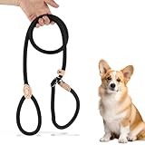 Retrieverleine mit Zugstopp, 180 cm Hundeleine mit Halsband,kein Halsband oder Geschirr nötig, Hund Einstellbar Trainingsleine, strapazierfähiges Kletterseil für Kleine bis Große Hunde, Gelb