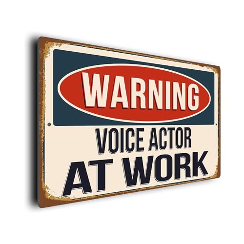 Schild mit Aufschrift "Warning Voice Actor at Work", wetterfestes Schild