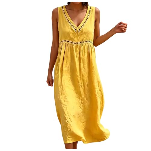 Robe d'été de plage légère en coton lin pour des vacances chic