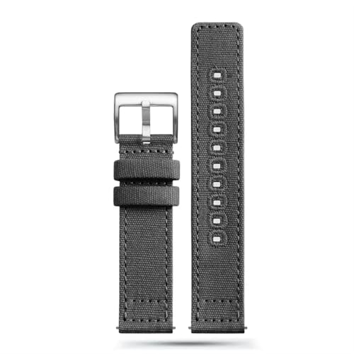 [KAKDLKEYZ] Canvas Nylon Watch Strap 18mm 19mm 20mm 22mm Universal Quick Release Wrist Replacement Unisex(Gray silver buckle,18m