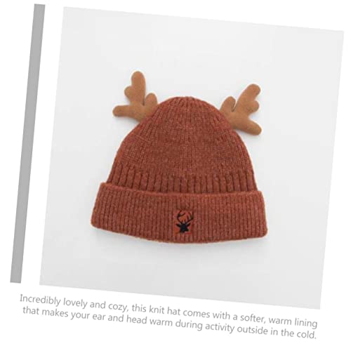 GALPADA Presente De Veado De Lã Caramelo Adorável Tricô Para Crianças Chifres Gorro Gorro De Chifre