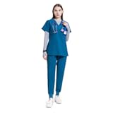 Uniforms World Scrubs for Women Set - Stretch Scrub Top & Pants with 8 Pockets&comma; Yoga Waistband&comma; Anti Wrinkle&comma; Slim Fit