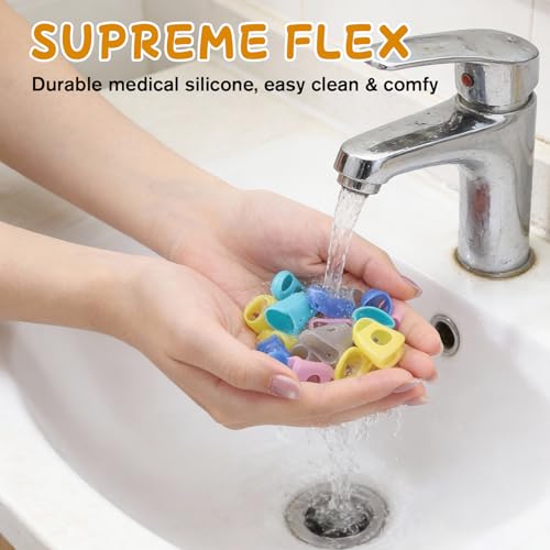 Sibba 20 Stück Finger Tip Pads Gummi Fingerhut, 5 Größen Fingerlinge Fingerhüte für Handnähen Geld Zählen Sortieren Schreiben Sortieren Aufgabe Heißkleber Sportspiele Dicker und Gitarrespielen
