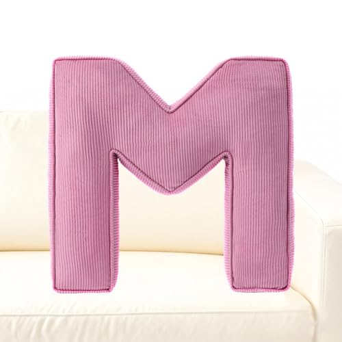 Cojín Letra Bordado A-Z Decorativo de Felpa con Monograma, Cojín de Letra Personalizado Suave para Sofá y Habitación, Regalo para Decoración del Hogar(M,40X35X10CM)