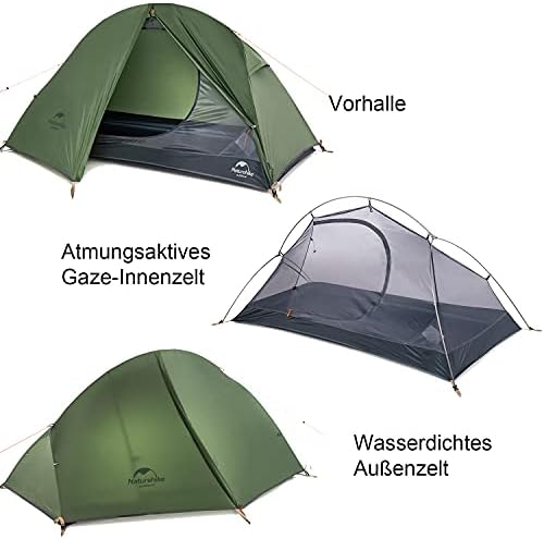 Naturehike Ultralight Tent, 1 Person Dome Tent, Waterproof for Backpacking, Trekking with 3 Seasons, Easy Setup for Hiking, Portable, Anti UV Double Layer Camping Tent
