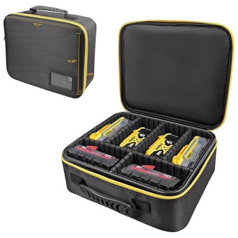 Extra Large Hard Tool Battery Carrying Case fits for Dewalt/Milwaukee/Makita 20V/60V/12V/18VBattery & Charger, Portable Power Tool Box Storage Bag with Adjustable Dividers for Accessories Organizer Cover