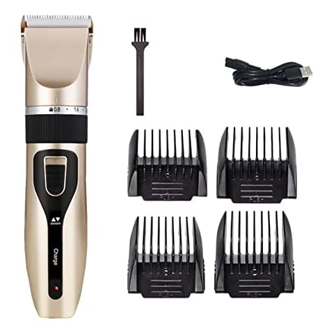 AUTUUCKEE Cat Dog Clippers Hair Trimmer Tool USB Rechargeable Electric Pet Shaver Low Noise Kit(Gold) Cover