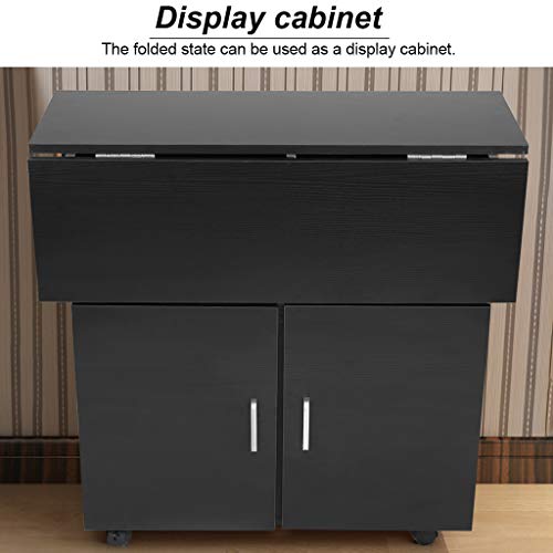 Wotryit Dining Room Table - Black Kitchen Cart - Kitchen Island Trolley Cart Wooden Cabinet with Spice Rack and Locker - 31.5x31.5x31.1 in - Thumbnail 3