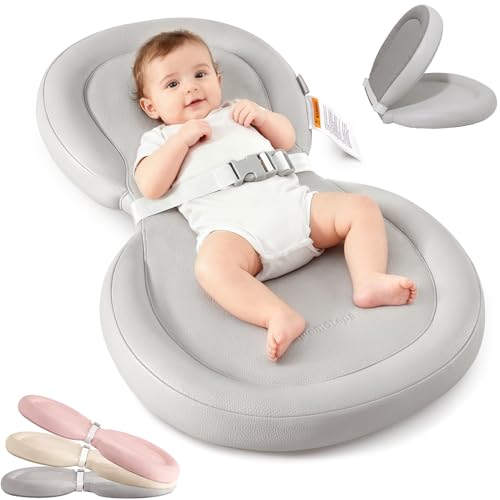 Image of Baby Changing Pad with Waterproof & Wipe-Clean, Non-Slip Foldable PU Diaper Changing Pad, Adjustable Safety Belt, Changing Pad for Dresser, Changing Table,30"X19",Gray