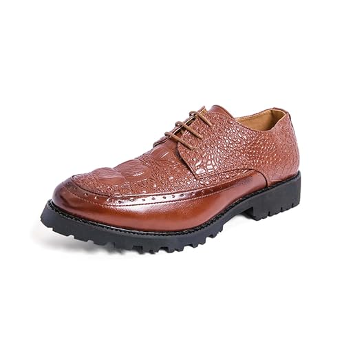 Men's Casual Lace-up Oxfords Fashion Pointed Toe Thick Bottom Business Formal Shoes Comfortable Leather Wedding Party Uniform Prom Derby Loafers