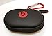 Hard Case + RED/Silver Carabiner/Hook for Powerbeats 3, 2 & 1, BeatsX, UrBeats, Tour, iBeats, Lady Gaga, Diddy Beats & All Beats Earphones/Earbuds Wired or Wireless Models. by:GeneralBuy.