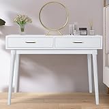 Vikiullf Writing Desk - Modern Home Office Desk with Drawers and Hutch, Wooden Study Computer Desk,
