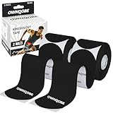 OWNQOBE Kinesiology Tape Precut (2 Rolls, 40 Strips) –Waterproof, Latex-Free Hypoallergenic Athletic Tape for Muscle & Joint Support –Breathable Elastic Sports Tape for Recovery & Shoulder Pain Black