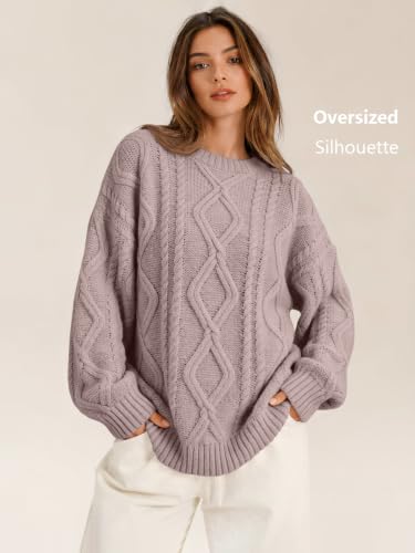 Image of Trendy Queen Women's Oversized Cable Knit Sweaters 2026 Fall Outfits | Quiet Luxury Style, Chunky Knit Texture, Winter Holiday Outfit, Easy Layering Piece, Fall Fashion Staple