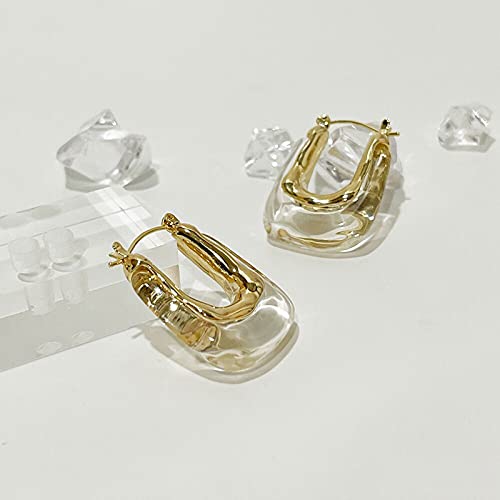 Luvnee Lucite Hoop Earrings Geometric Rectangle Acrylic Clear Earrings #TOP3