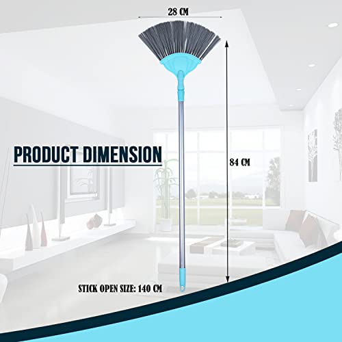 Image of Zureni Ceiling Brush Home Cleaning Comfort Grip Extended Handle Washable Detachable Stiff Bristles Multipurpose Cobweb Duster for Walls, Doors (Pack of 2, Random Color)