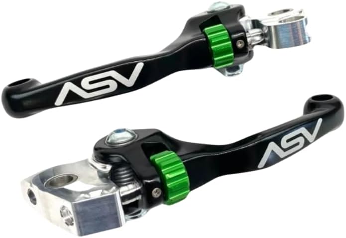 ASV F4 Brake & Clutch Levers Shorty Black w/Green Dials for 2019-2023 KX450/X / 2021-2024 KX250/X BCF41414-SK