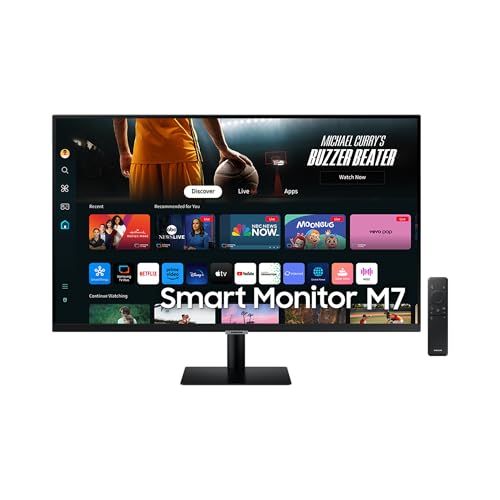 SAMSUNG LS27DM500EUXEN - Smart Monitor M5 de 27" Full HD (1920 x 1080, 16:9, 144Hz, 4ms, AMD FreeSync, Modo Eye Saver, Flicker Free), Negro, Versión 2024