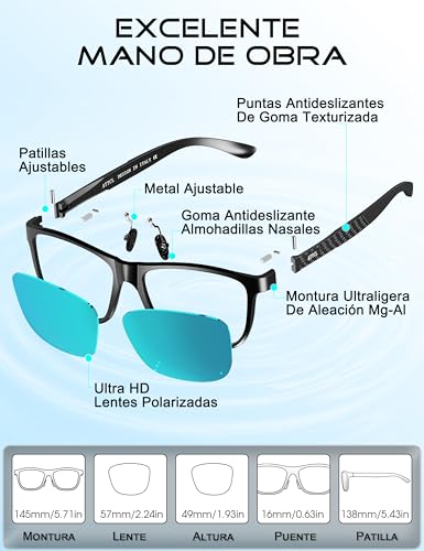 Miniatura 6 de Attcl Hombre Gafas De Sol Polarizado Al-Mg Metal Super Ligero Marco Uv400 Cat 3 Ce Azul -Reflejado