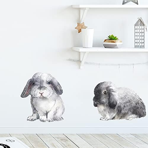 Funny Animal Wall Decals DIY Window Stickers Peel & Stick Wall Art for Kids Room Toddler Classroom Nursery Baby Bedroom Wardrobe Door Decor (Rabbit)