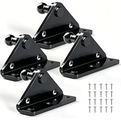 Vepagoo Gas Struts Mounting Bracket, 10mm Ball Stud, Black | Lift Support with 4 pcs L-Type and 20 pcs Screws (Only Fits 10mm Ball Head), 5-Minute Installation