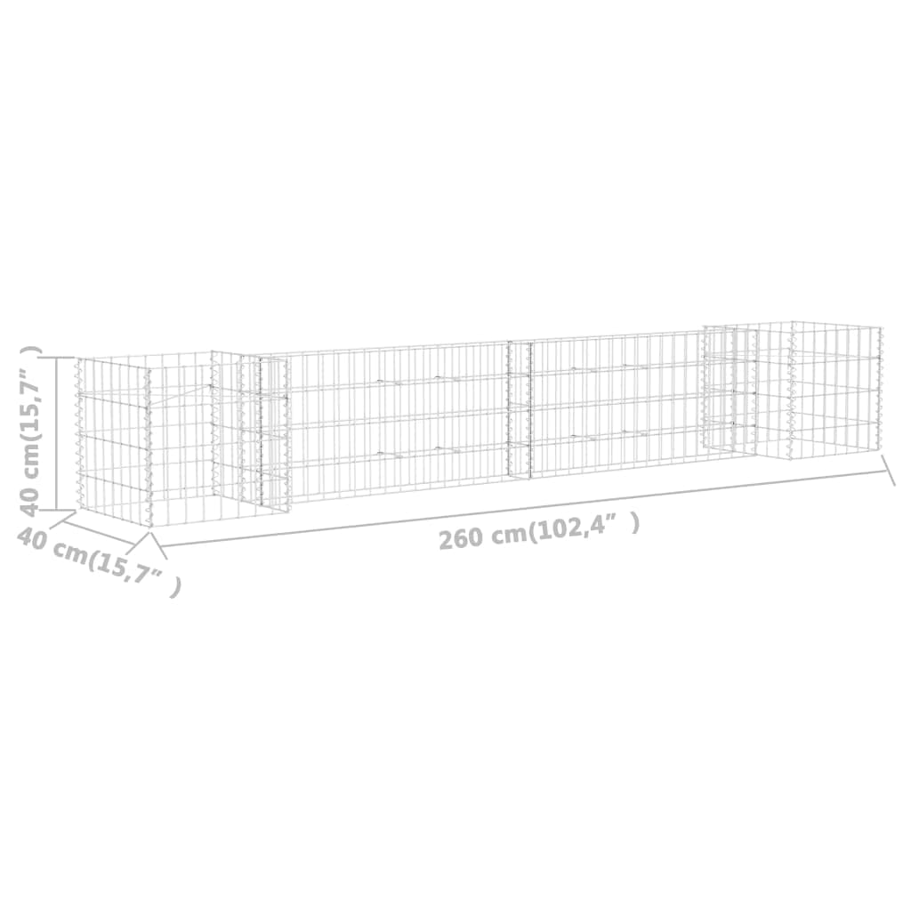 Maison extérieur AutresH Gabion Jardinière Fil d'acier 260x40x40 cm