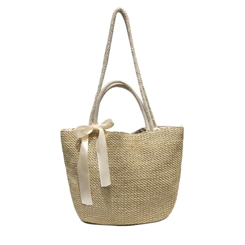 Sac cabas paille tissée grande capacité KOMBIUDA avec anses souples et style littéraire