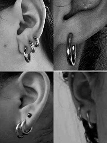 316L Surgical stainless steel hoop earrings 8mm/10mm/12mm Hypoallergenic Huggie Earrings Small Hoop Sliver Black Sleeper Earrings For Women Men - Image 7