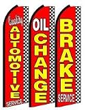 Quality Automotive Service, Oil Change, Brake Service King Swooper Feather Flag Sign- Pack of 3 (Har